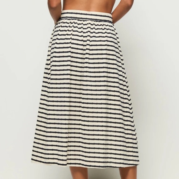 Nation Los Angeles Vida Midi Skirt in Cream and Black Stripe Small - Picture 3 of 15